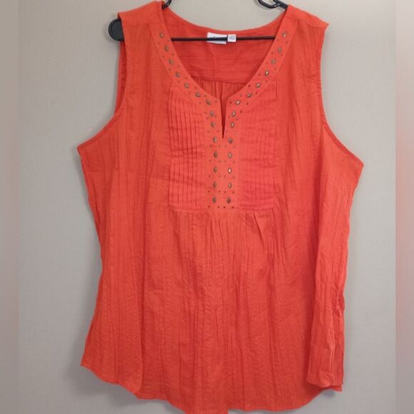 Kim Rogers Orange Embellished Sleeveless Top Size 3X - Picture 1 of 6
